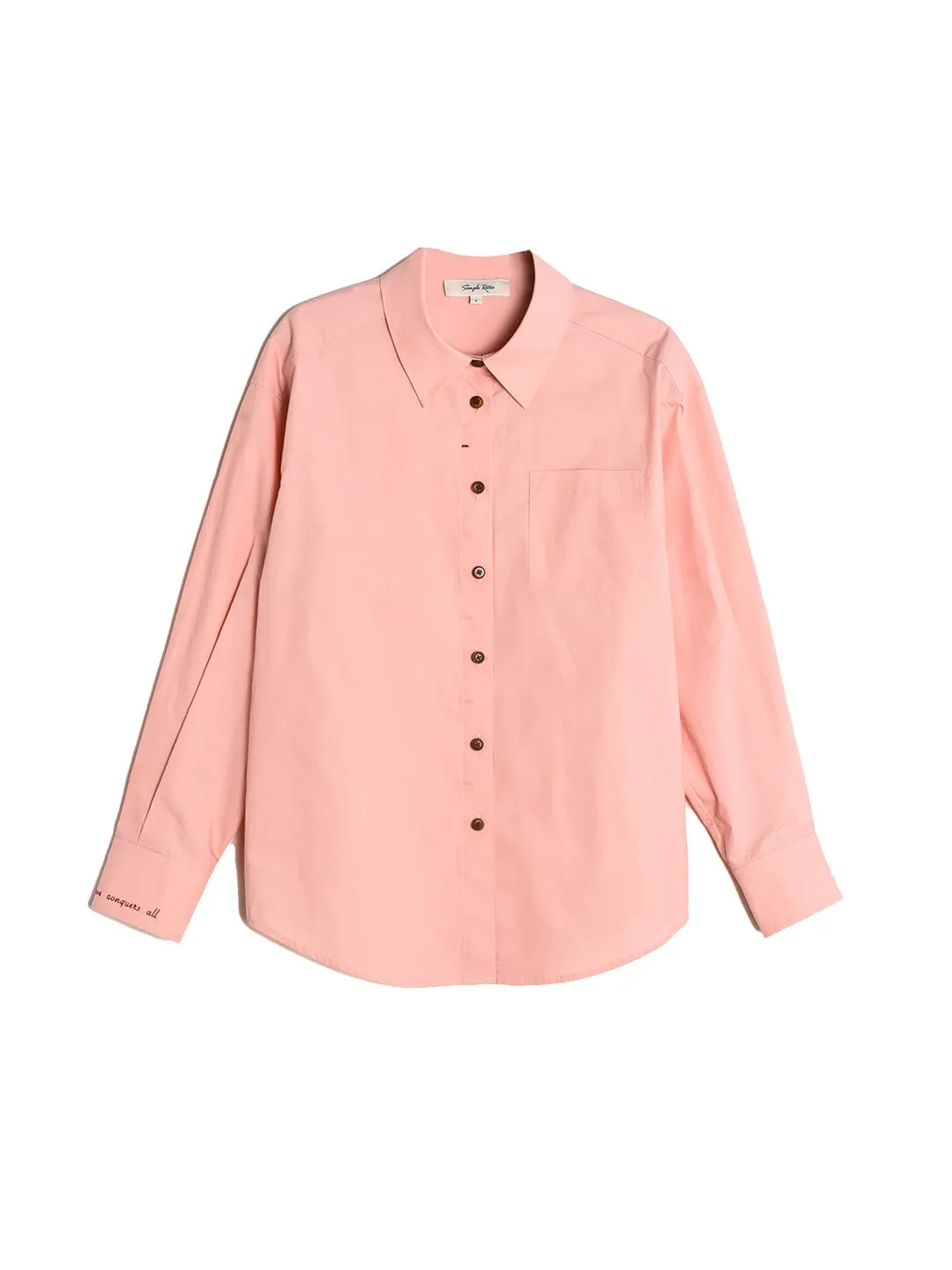 Claire Simple Lapel Pocket Blouse - Blue