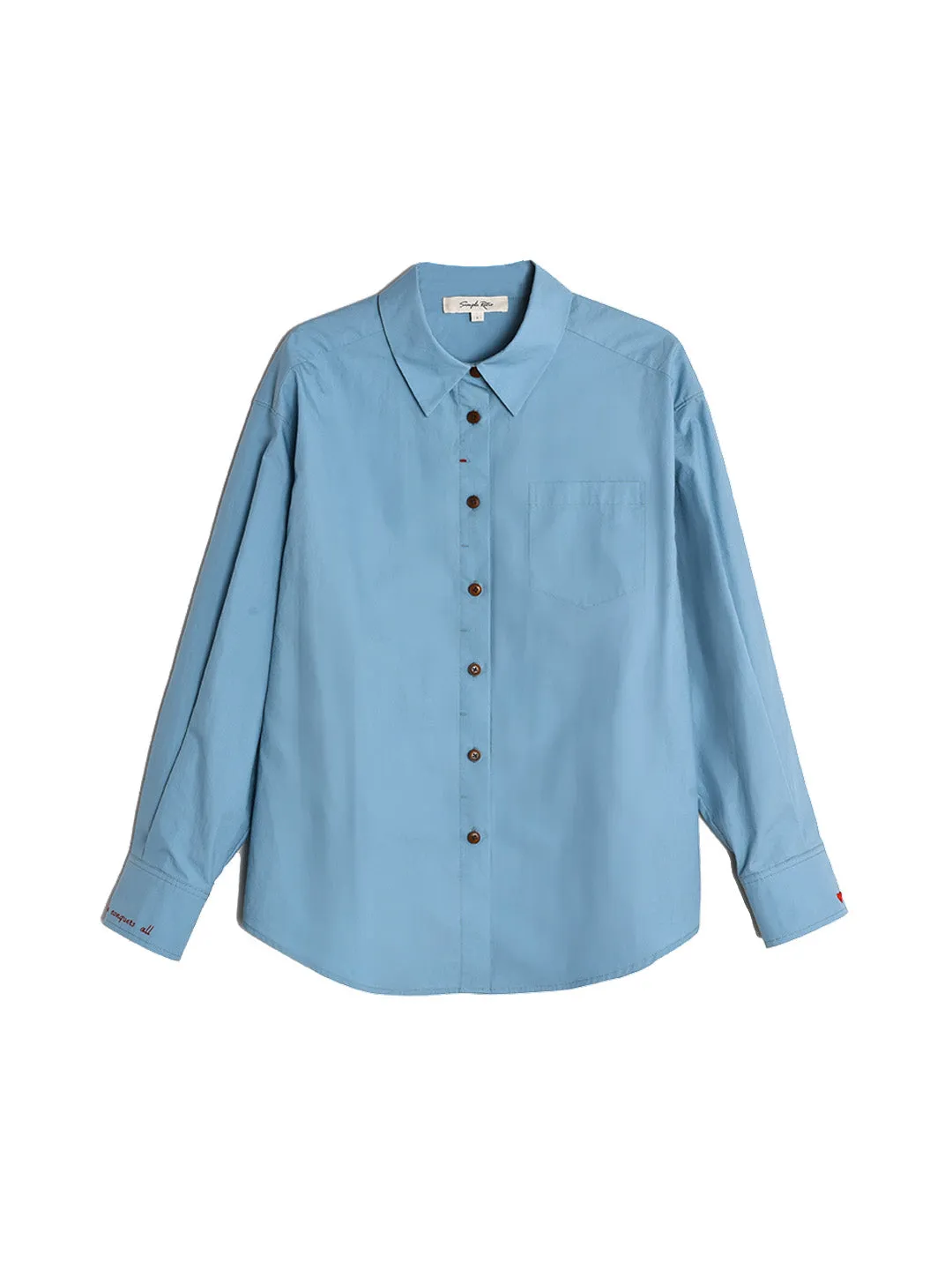 Claire Simple Lapel Pocket Blouse - Pink