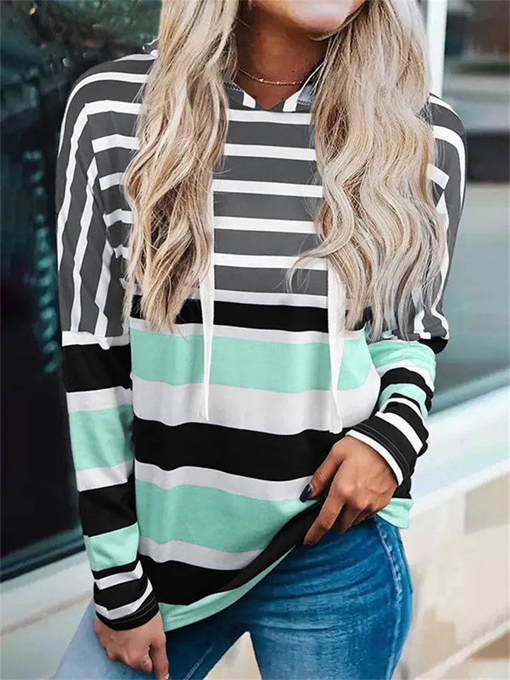 Contrast Color Stripe Long Sleeve Hoodies