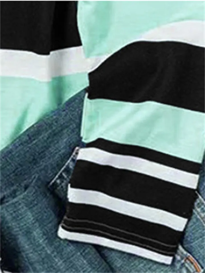Contrast Color Stripe Long Sleeve Hoodies