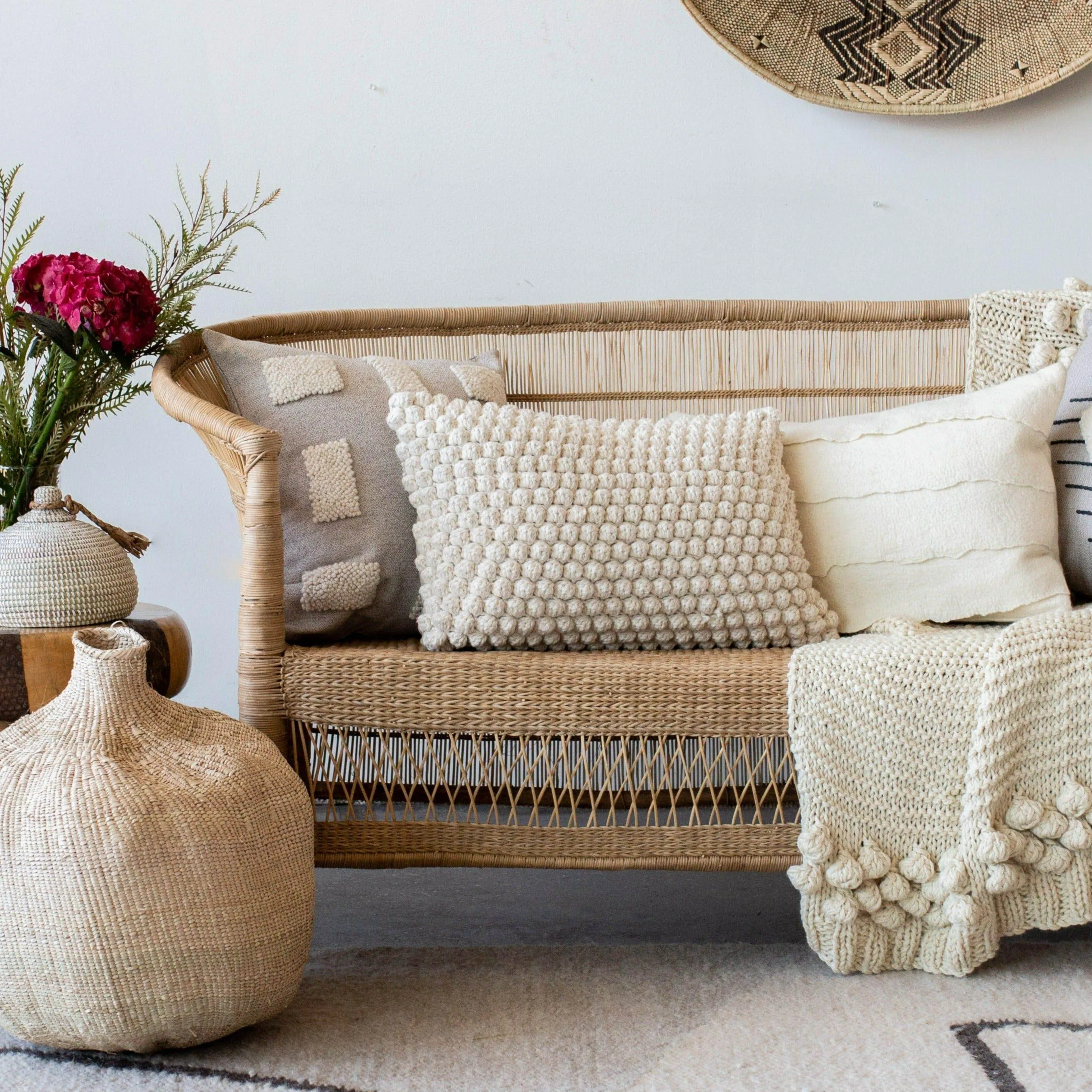 Cotton Bobbles Textured Throw Pillow