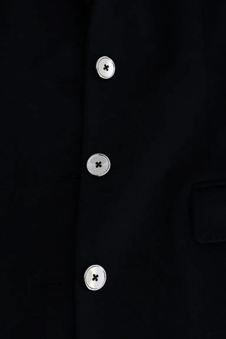 Dark Blue Wool Single Breasted Coat