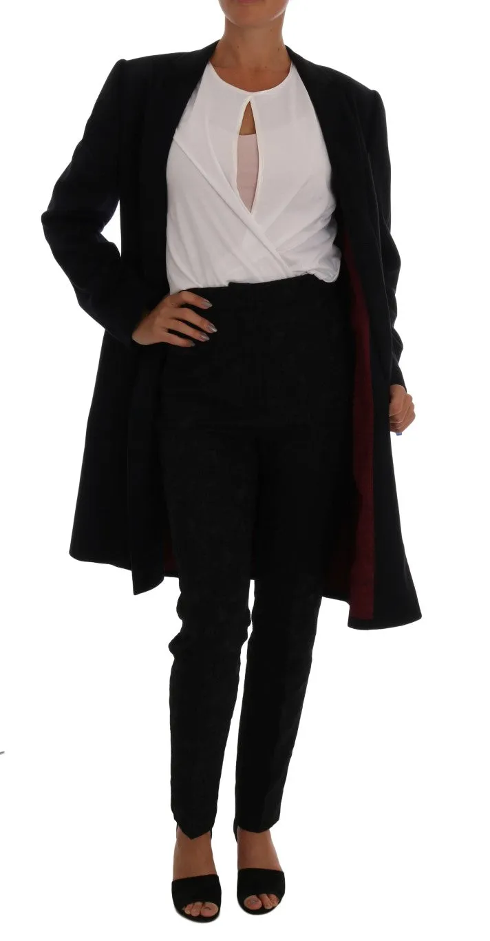 Dark Blue Wool Single Breasted Coat
