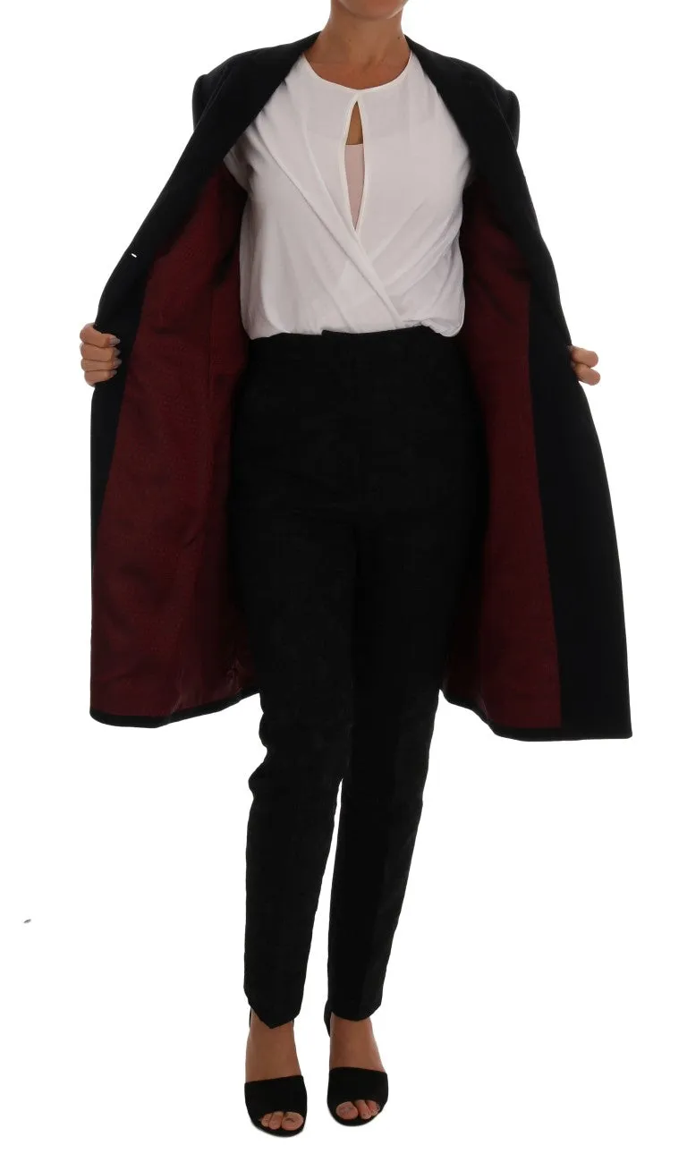 Dark Blue Wool Single Breasted Coat