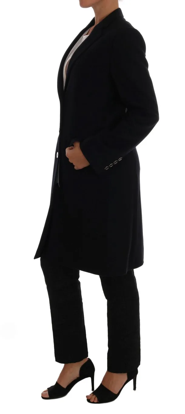Dark Blue Wool Single Breasted Coat