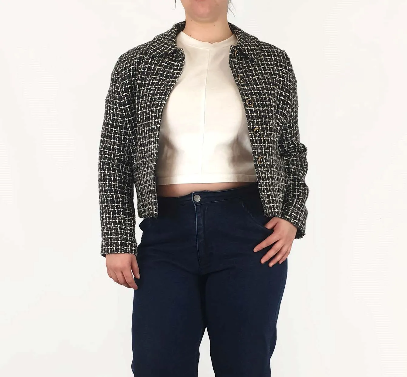 David Jones vintage knit cropped jacket size 14