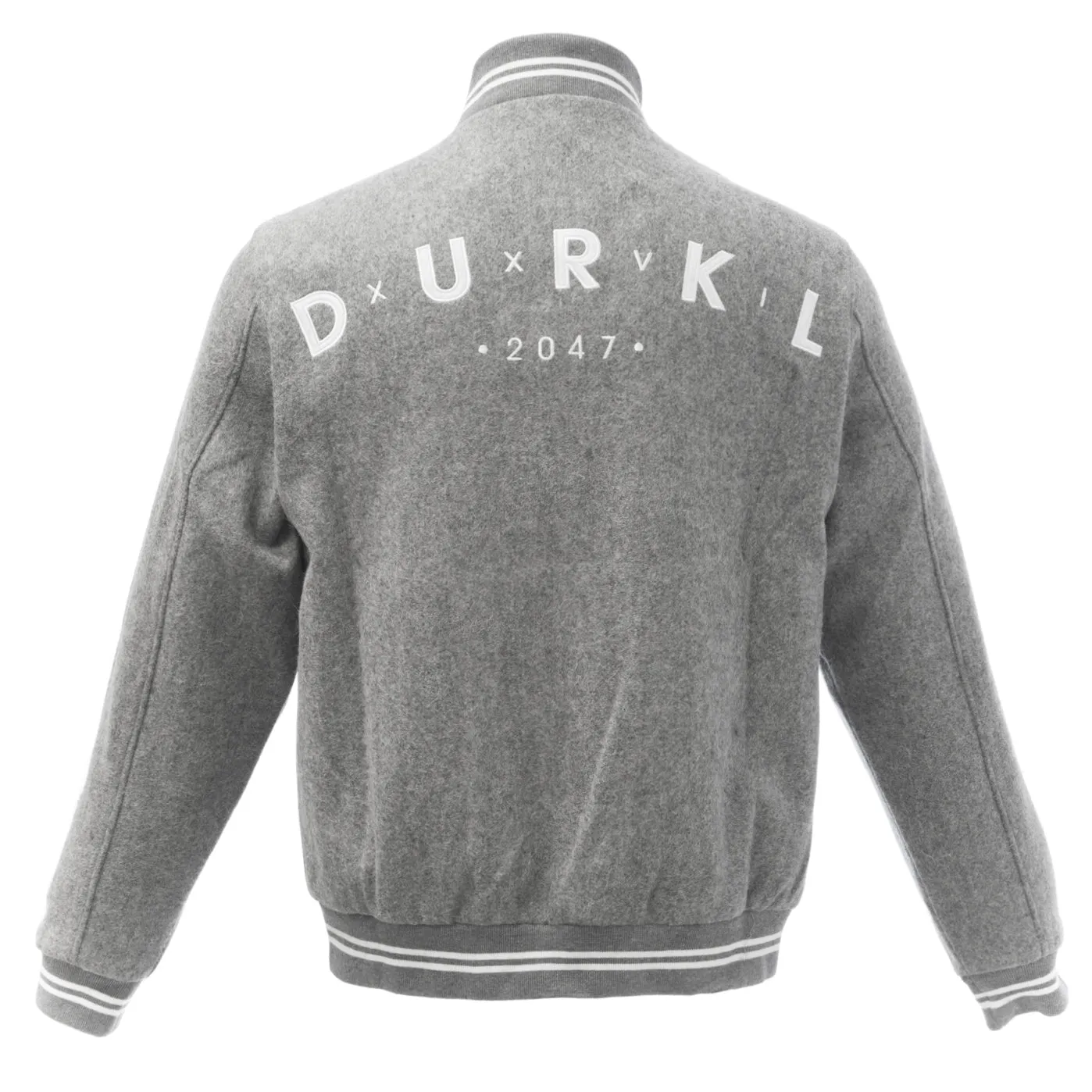 DURKL Men's Heather Grey Junior High Wool Varsity Jacket 2422 $170 NEW