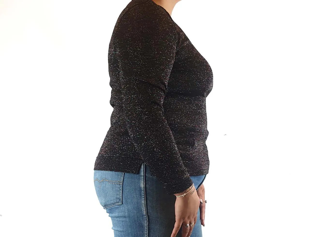 Elk black metallic speckled jumper size 14