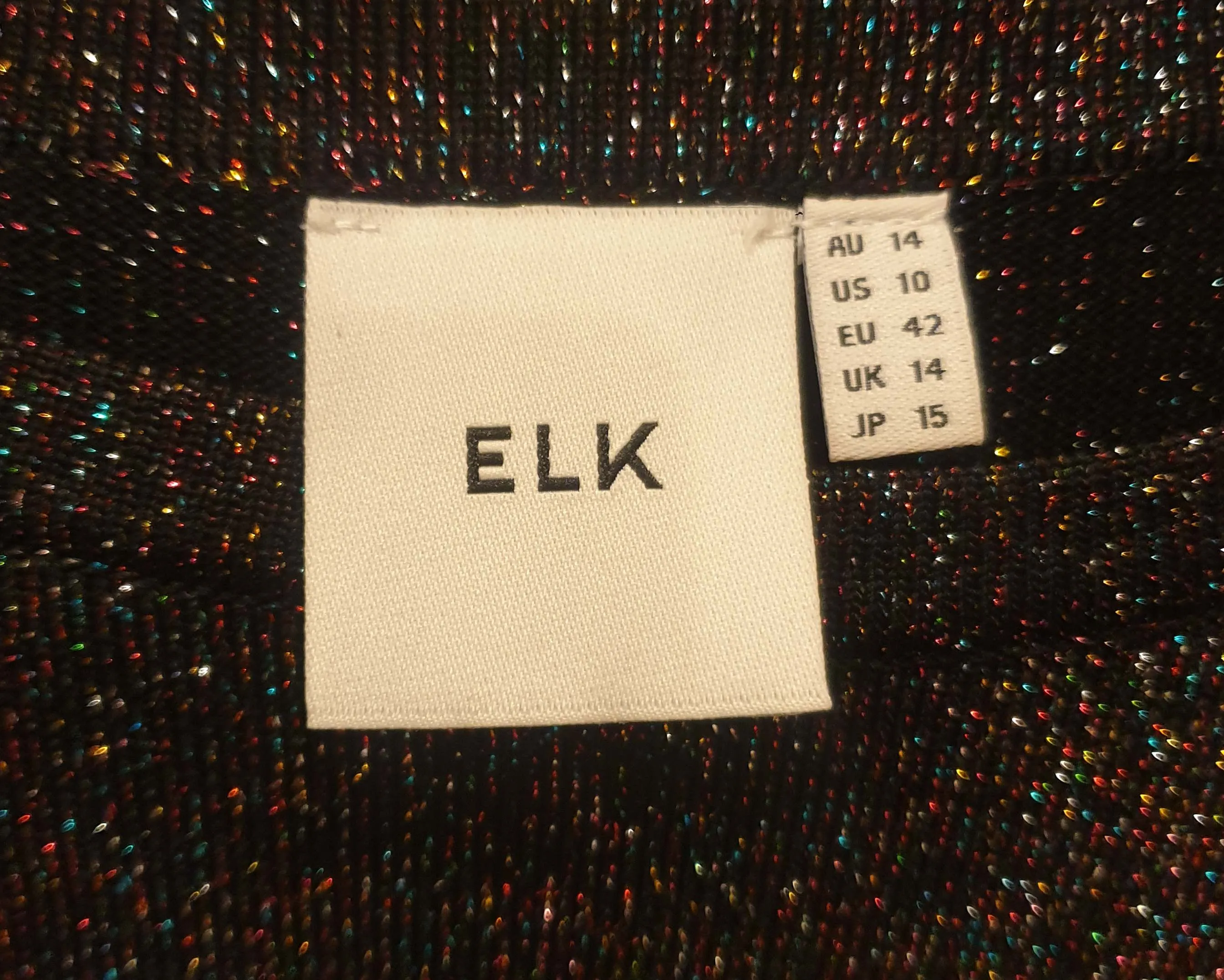 Elk black metallic speckled jumper size 14