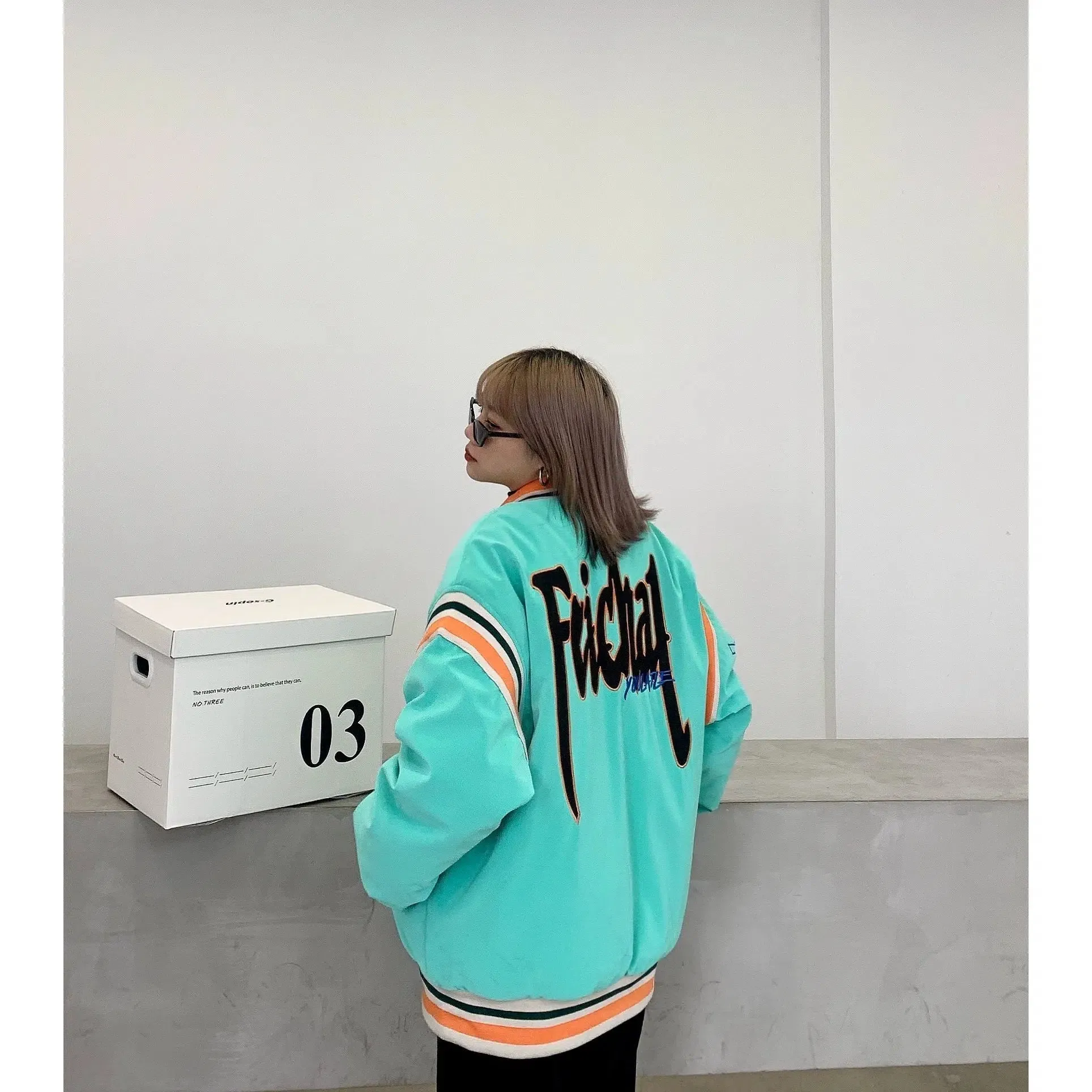 Embroidered Logo Retro Bomber Jacket