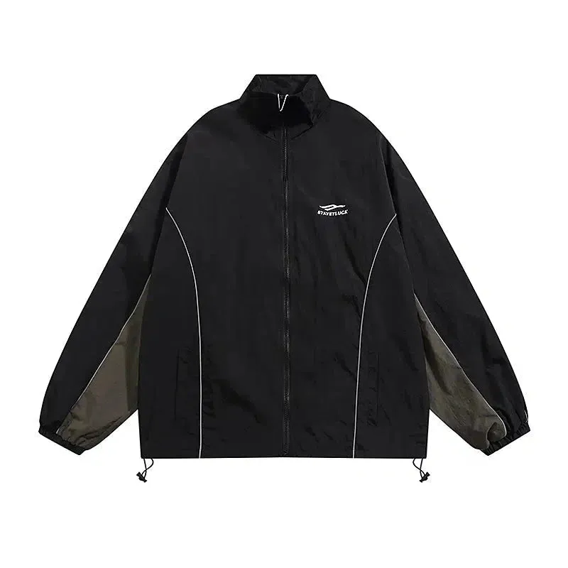 Embroidered Logo Windbreaker Jacket