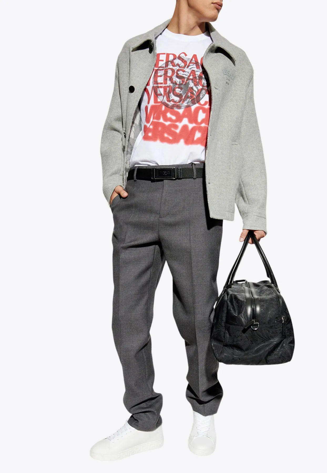 Embroidered Logo Wool Short Coat