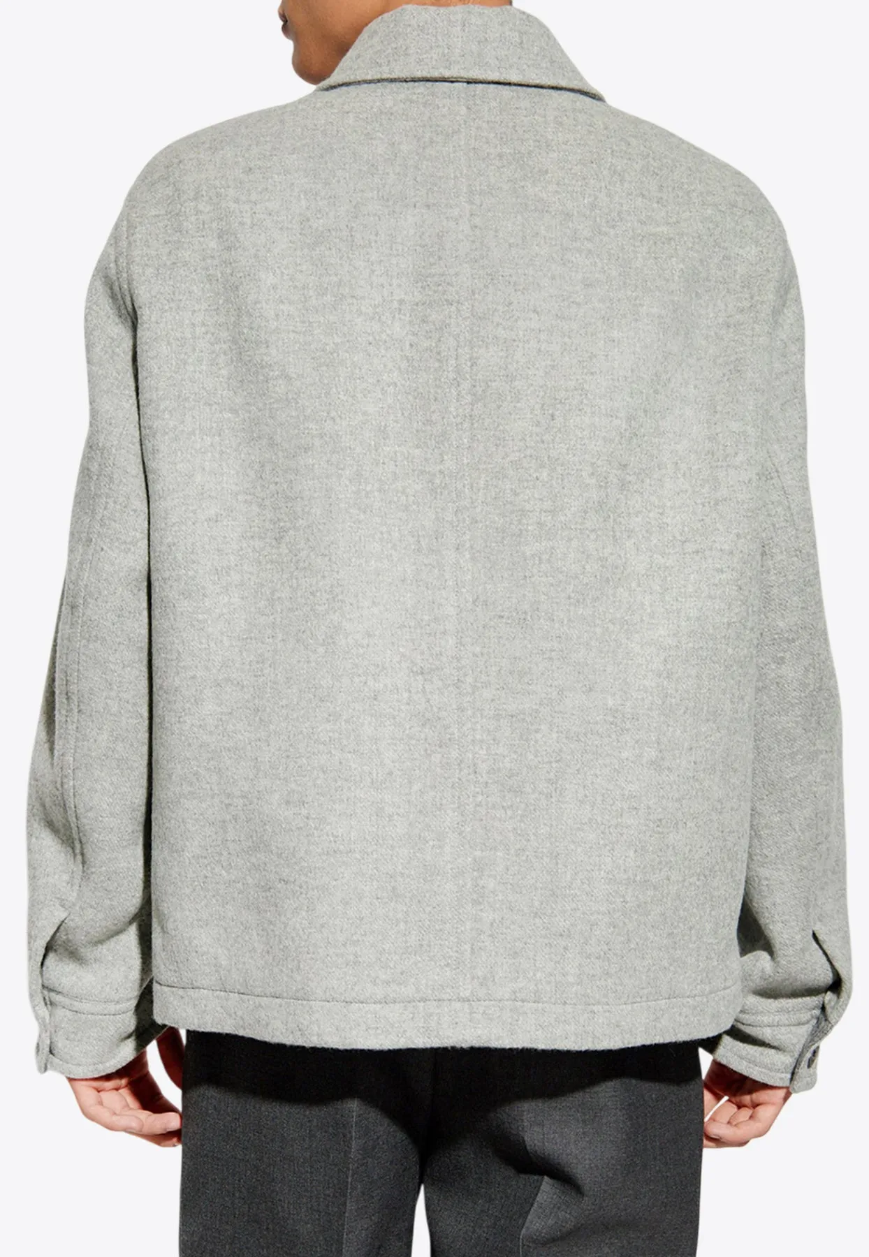 Embroidered Logo Wool Short Coat