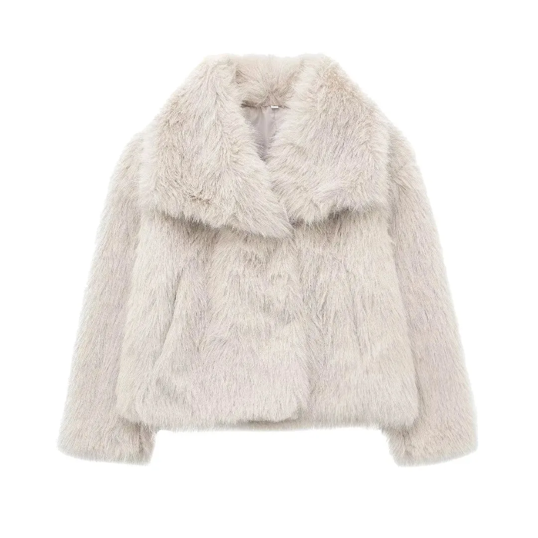 Fashion Luxury Fluffy Faux Fur Women Jacket Winter Long Sleeve Shaggy Overcoats Thick Warm Fox Fur Coat Female Street Outerwear