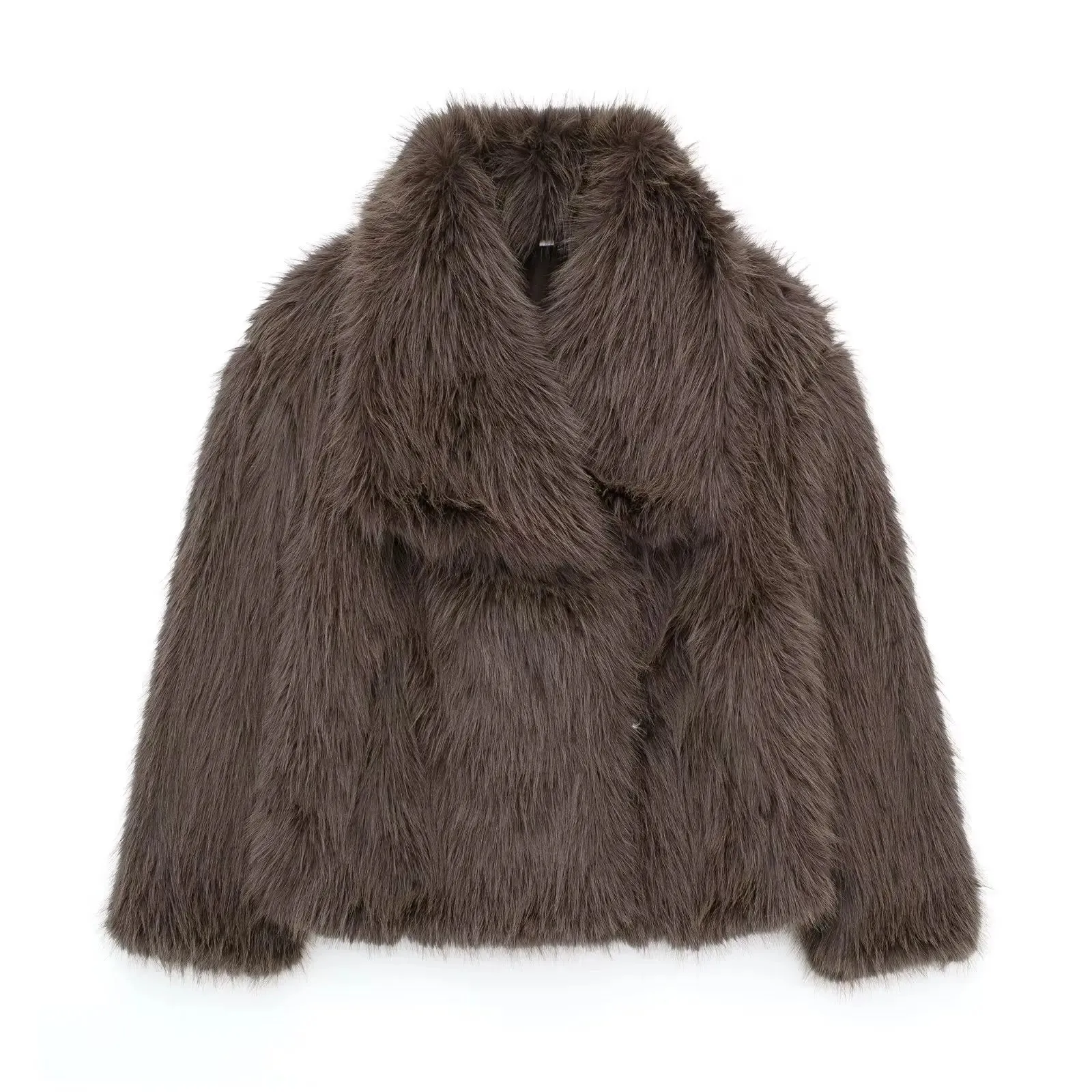 Fashion Luxury Fluffy Faux Fur Women Jacket Winter Long Sleeve Shaggy Overcoats Thick Warm Fox Fur Coat Female Street Outerwear