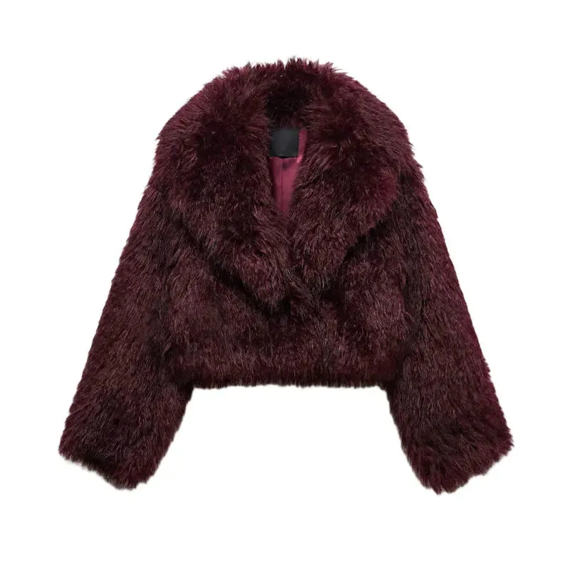 Fashion Luxury Fluffy Faux Fur Women Jacket Winter Long Sleeve Shaggy Overcoats Thick Warm Fox Fur Coat Female Street Outerwear