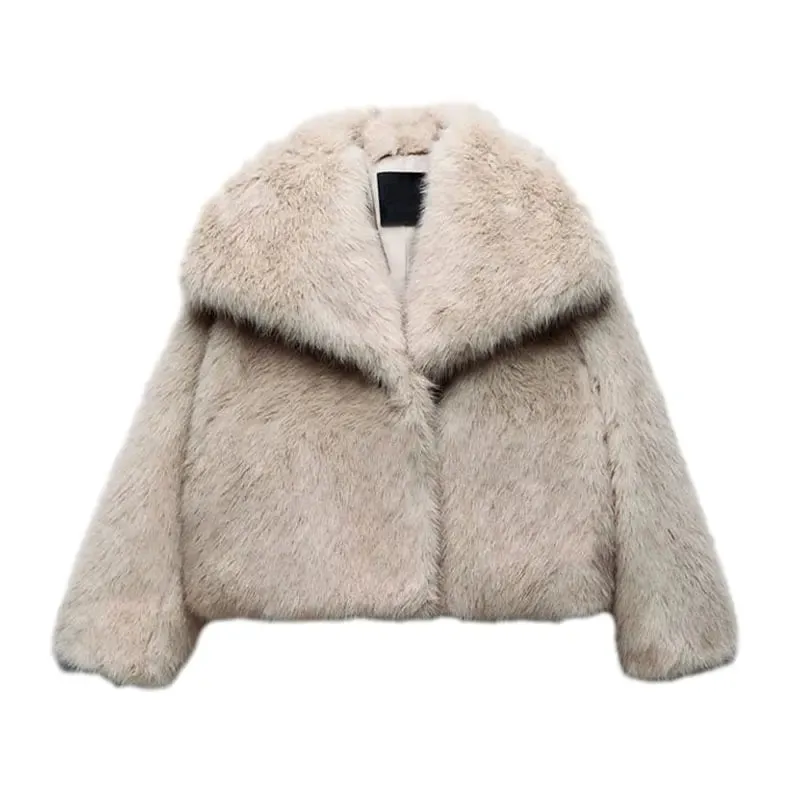 Fashion Luxury Fluffy Faux Fur Women Jacket Winter Long Sleeve Shaggy Overcoats Thick Warm Fox Fur Coat Female Street Outerwear