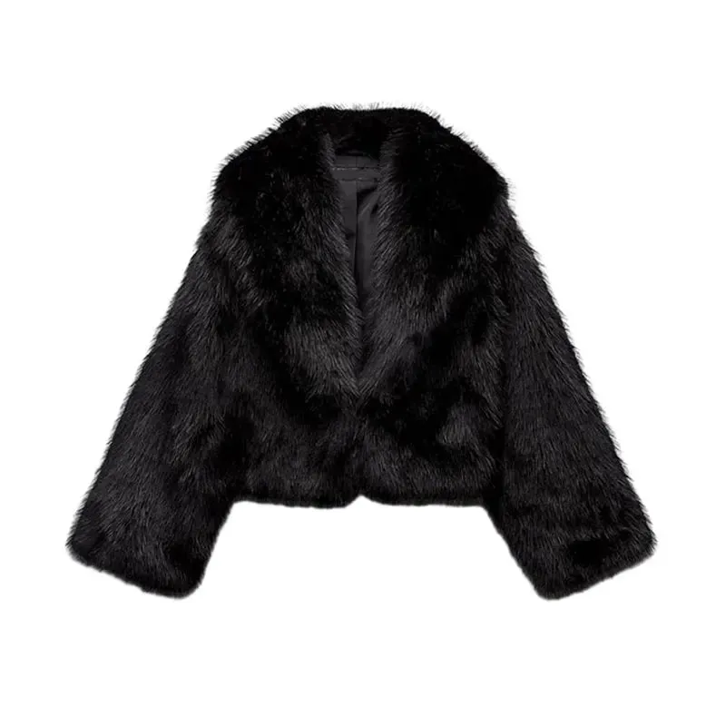 Fashion Luxury Fluffy Faux Fur Women Jacket Winter Long Sleeve Shaggy Overcoats Thick Warm Fox Fur Coat Female Street Outerwear