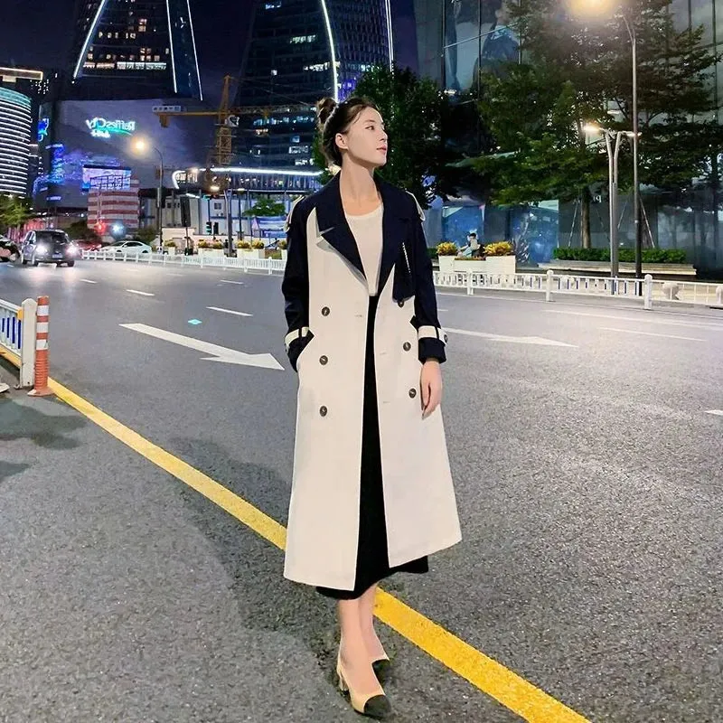 Fashion Windbreaker Women's Clothing 2023 New Spring Autumn Loose Double Breasted Slim Long Trench Coats Female Overcoats D931