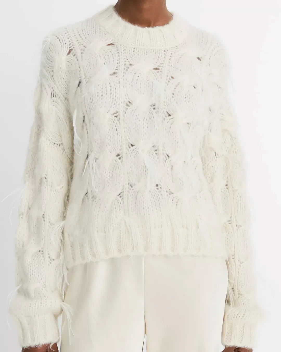 Feather Embellished Cable Pullover | Vince
