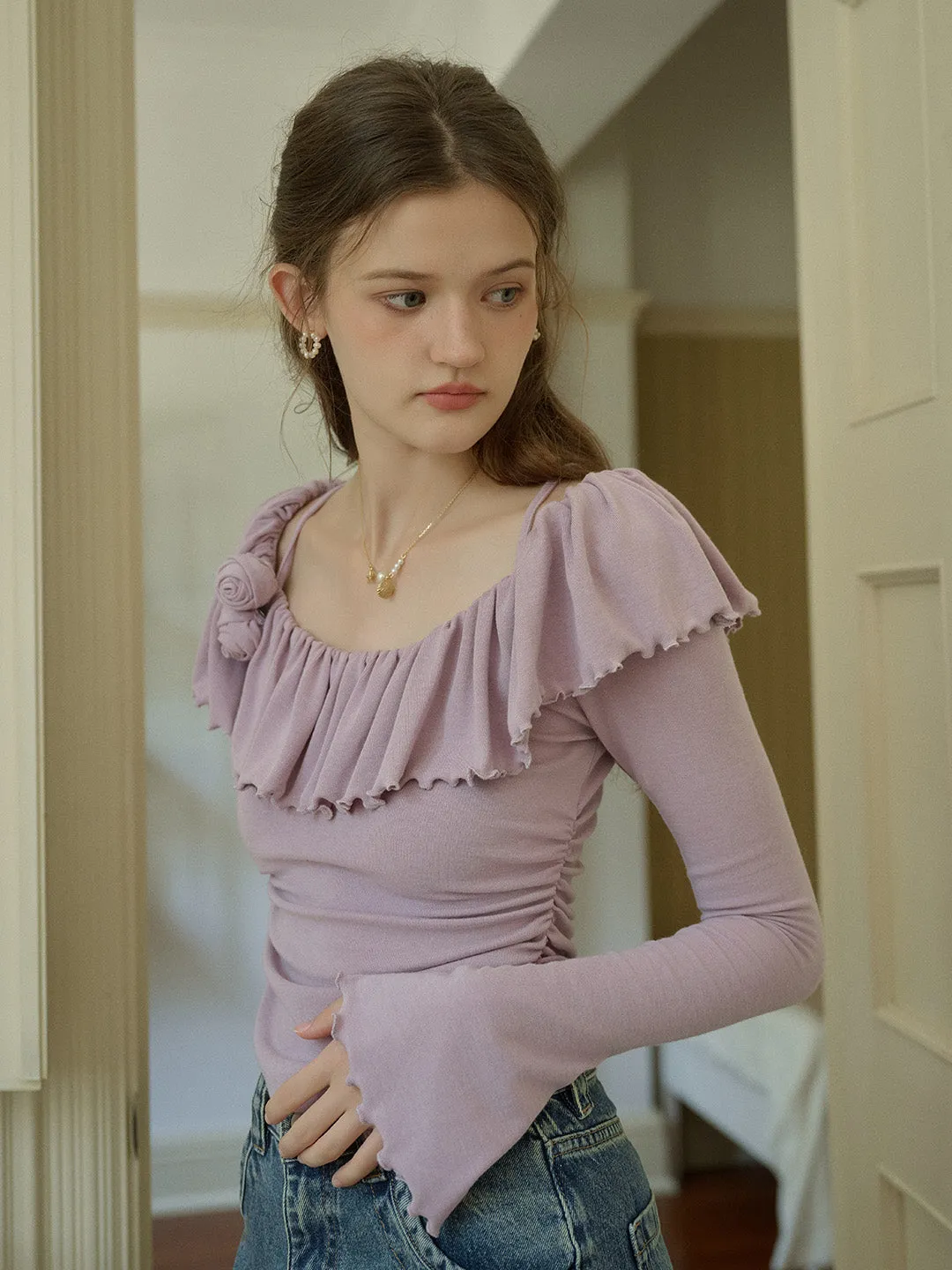 【Final Sale】Azalea Round Neck 3D Rose Top