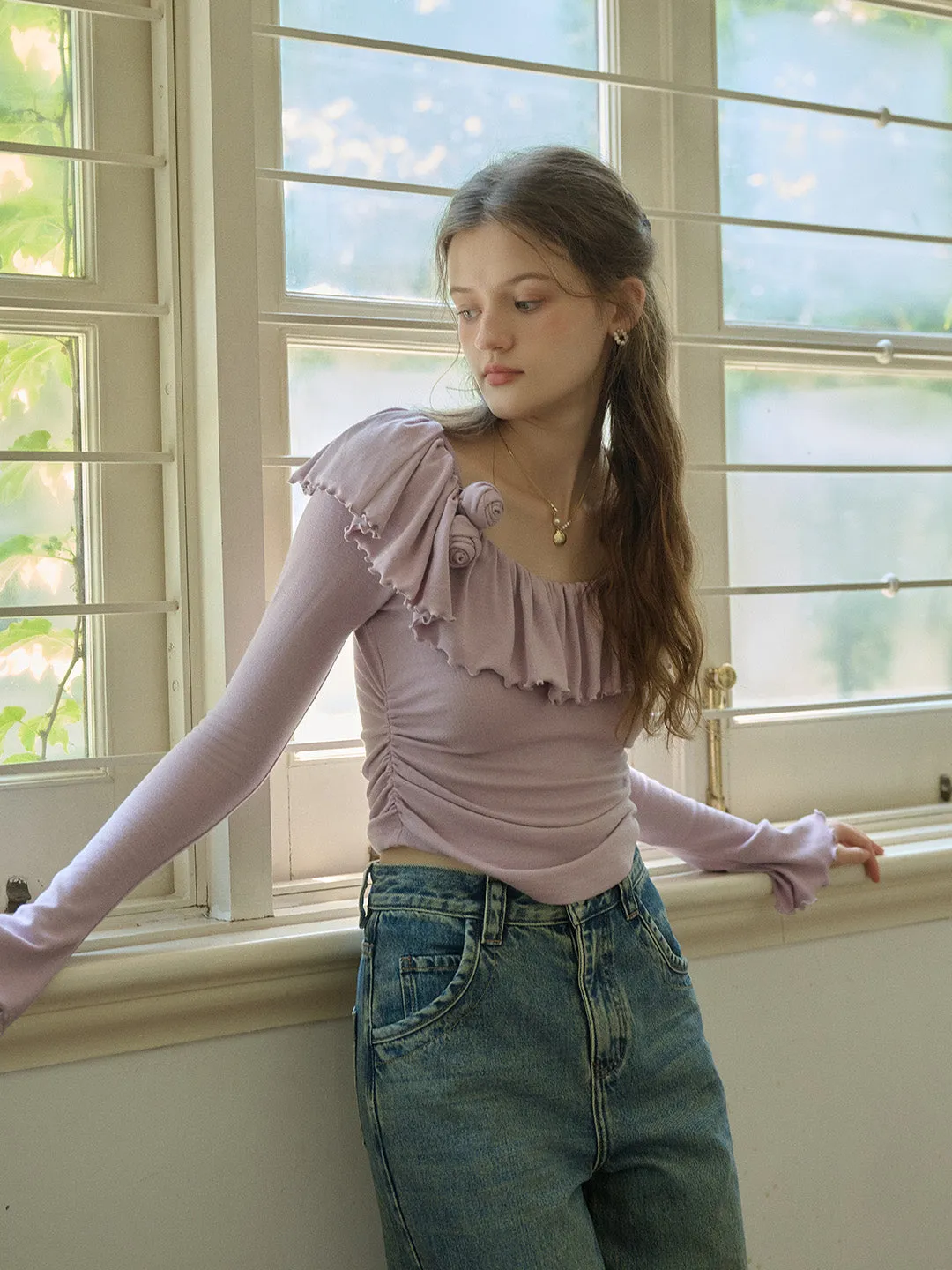 【Final Sale】Azalea Round Neck 3D Rose Top