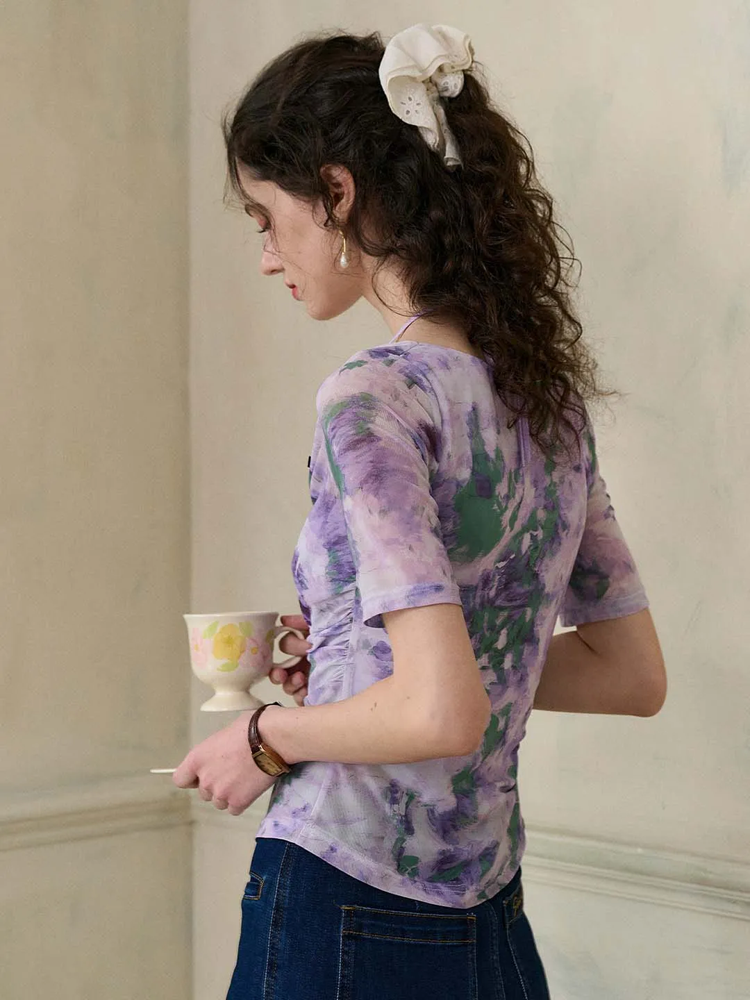 【Final Sale】Frankie Floral Print Contrast Color Bow Top