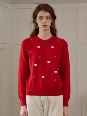 【Final Sale】Gracie Round Neck Embroidery Sweater