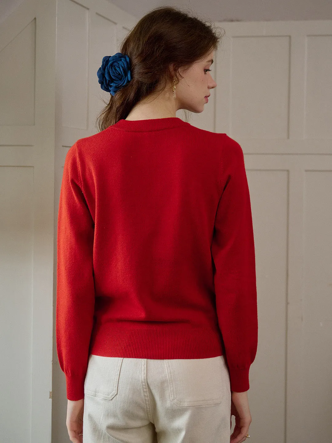 【Final Sale】Gracie Round Neck Embroidery Sweater
