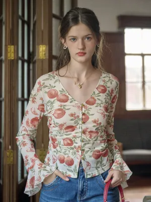 【Final Sale】Juliette V-Neck Guava Pattern Blouse