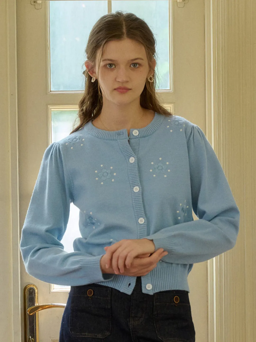 【Final Sale】Nina Round Neck Floral Knit Sweater