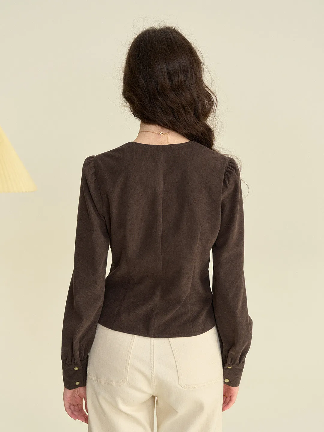 【Final Sale】Zainab French Style Contrasting Lace Lapel Long Sleeve Blouse