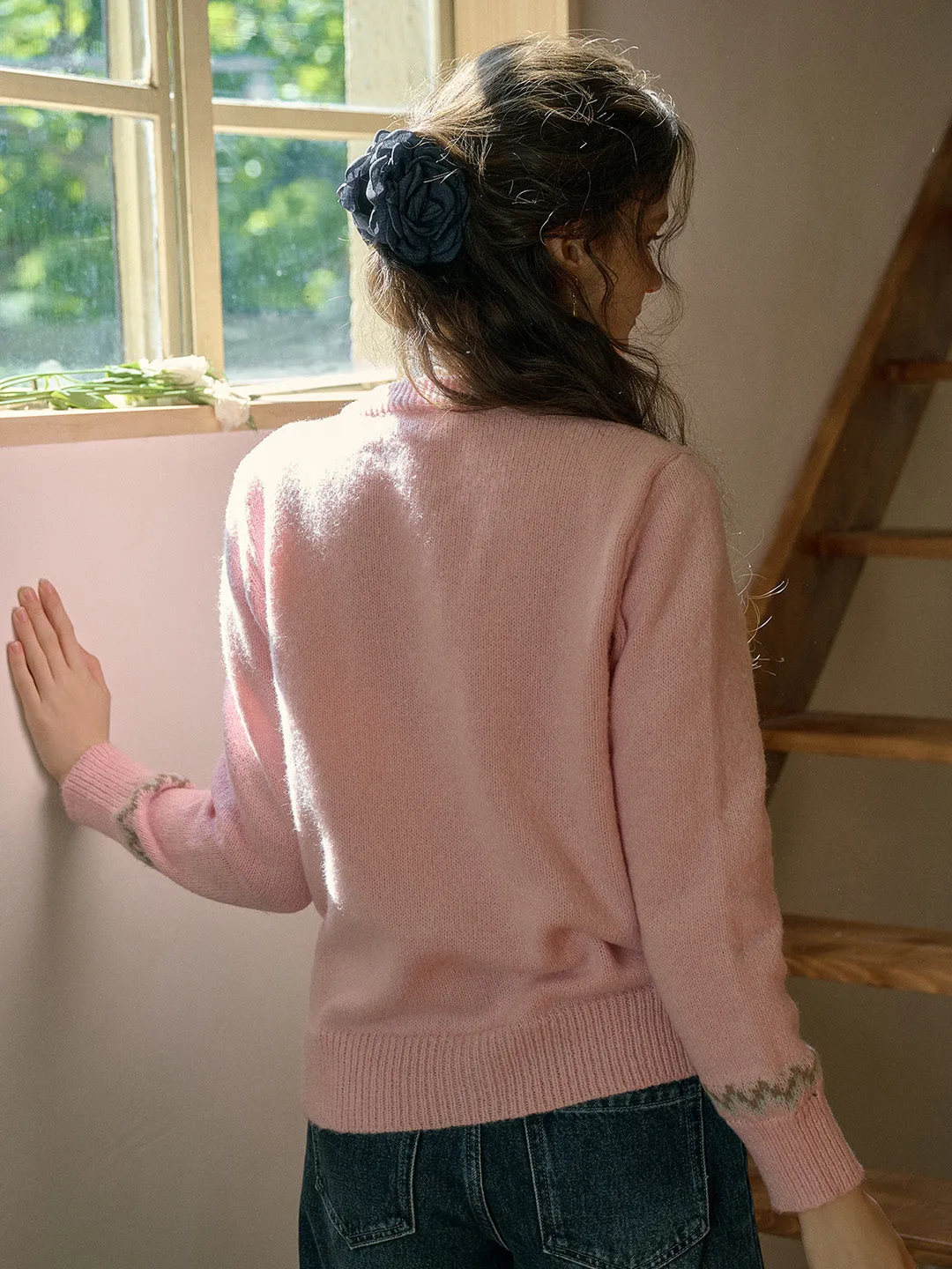 【Final Sale】Zoey Round Neck Bow Patter Sweater