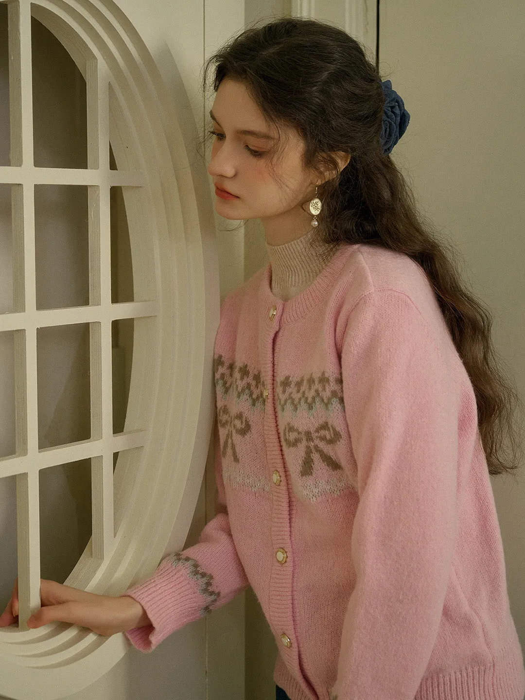 【Final Sale】Zoey Round Neck Bow Patter Sweater