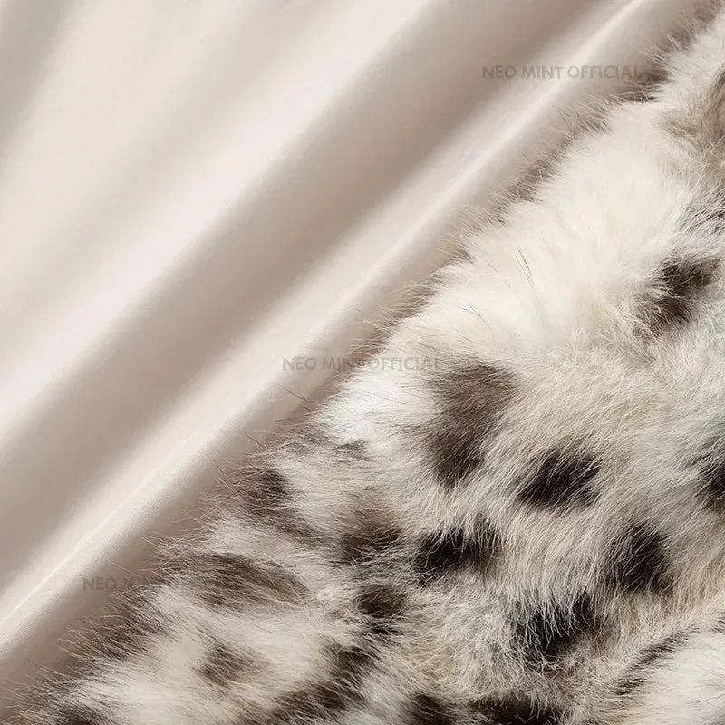 Fluffy Brown Overcoats Fur Fur Handcrafted Collar Fox Coat Jacket Outerwear Female Durable Stand Winter Faux Leopard Fur Luxury Women