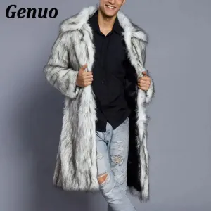 FZ Men's Faux Fur Outwear Punk Parka Overcoats Streetwear Jacket