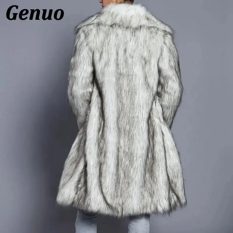 FZ Men's Faux Fur Outwear Punk Parka Overcoats Streetwear Jacket