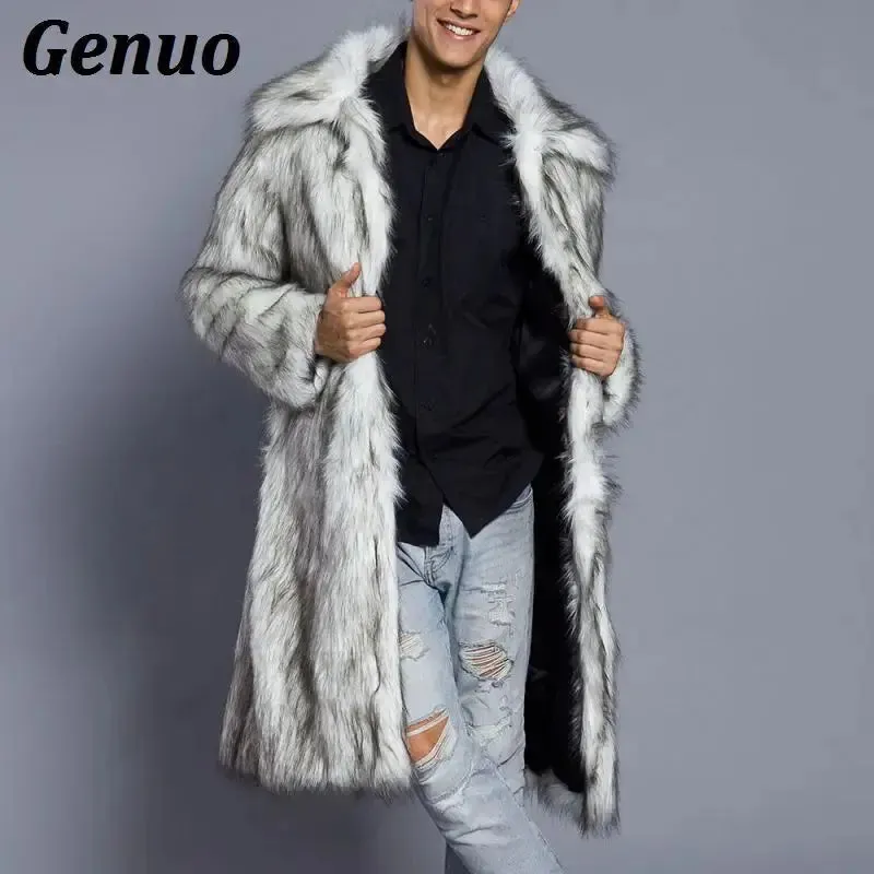FZ Men's Faux Fur Outwear Punk Parka Overcoats Streetwear Jacket
