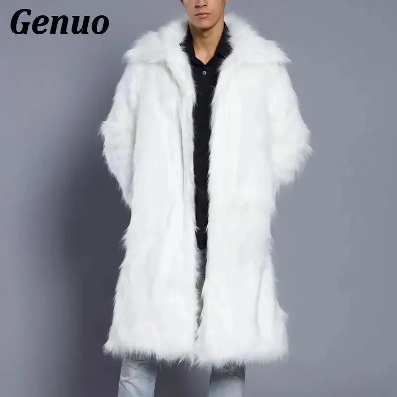 FZ Men's Faux Fur Outwear Punk Parka Overcoats Streetwear Jacket