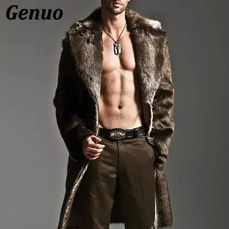 FZ Men's Faux Fur Outwear Punk Parka Overcoats Streetwear Jacket