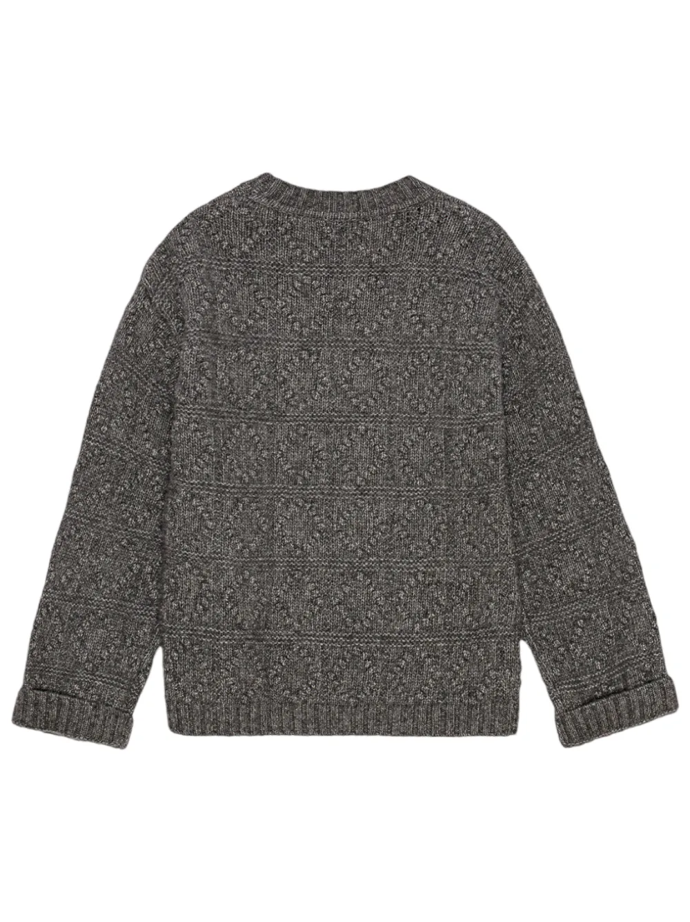 Ganni Wool Cotton Bubble O-Neck Sweater in Phantom
