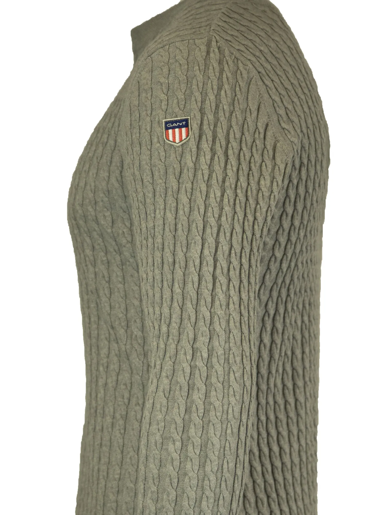 Gant Men's O1 Cable Crew Sweater, Medium, Grey Melange