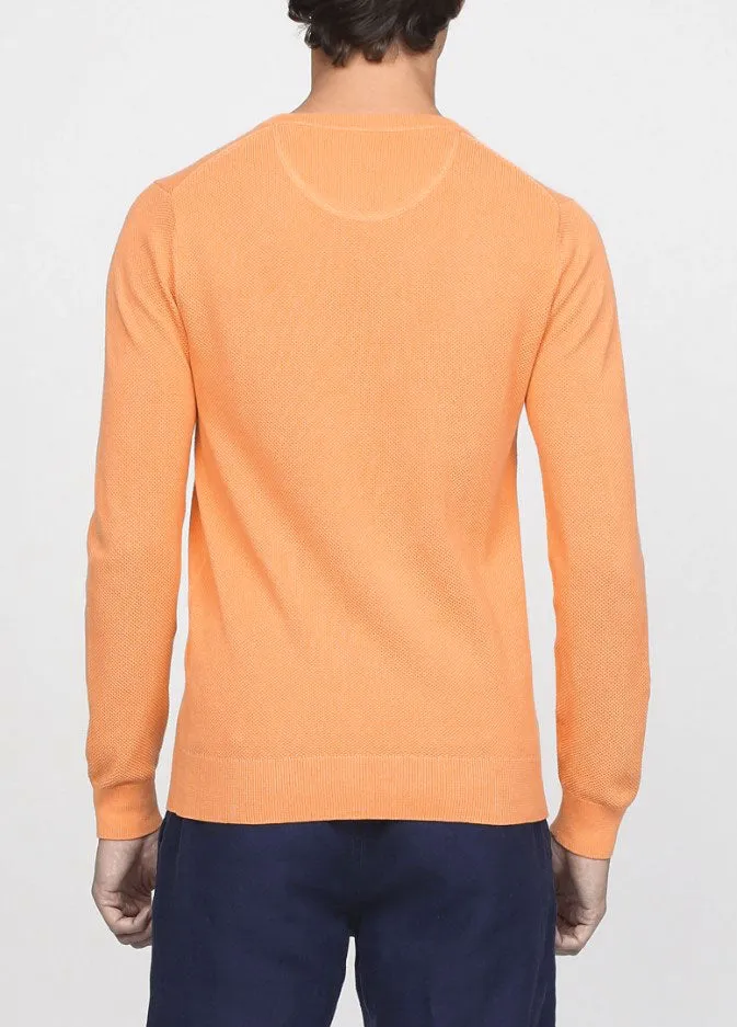 GANT Men's Papaya Orange Cotton Pique Crew 80021 Size Medium