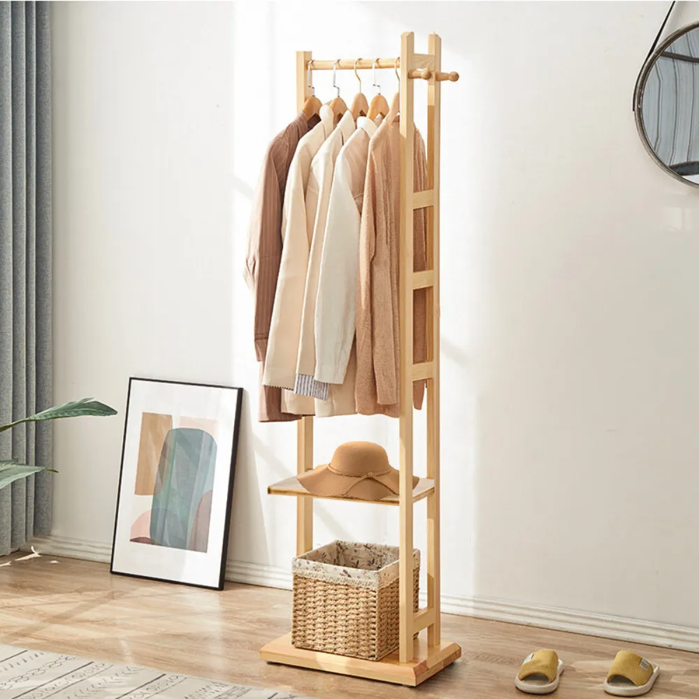 Garment Coat Clothes Stand Rack Hat Shoe Wooden Hanger Holder Shelf Organizer