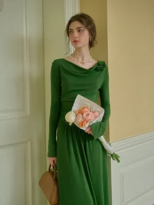 Gianna 3D Rose Dress - Green