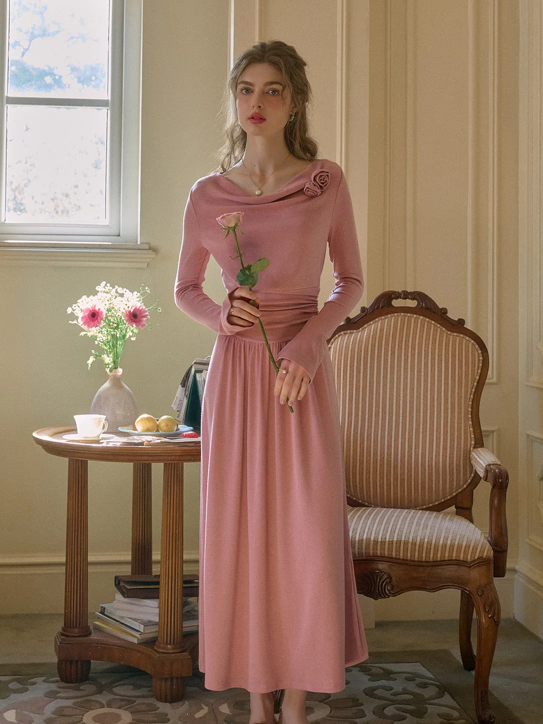 Gianna 3D Rose Dress - Green