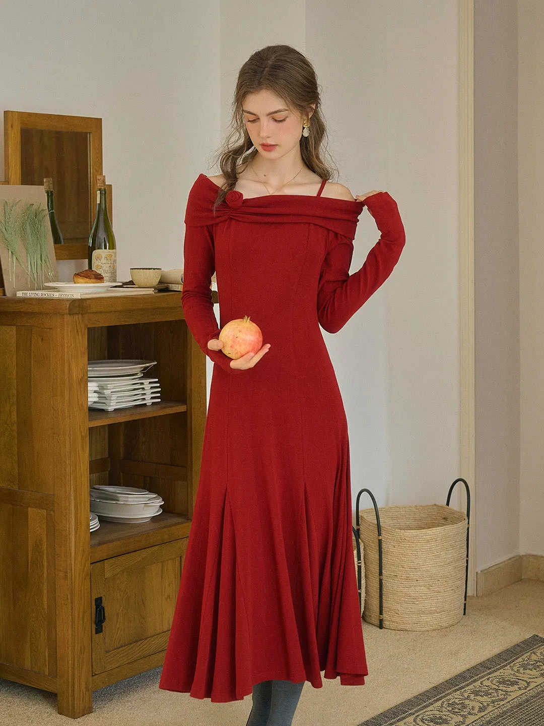 Gianna 3D Rose Dress - Green