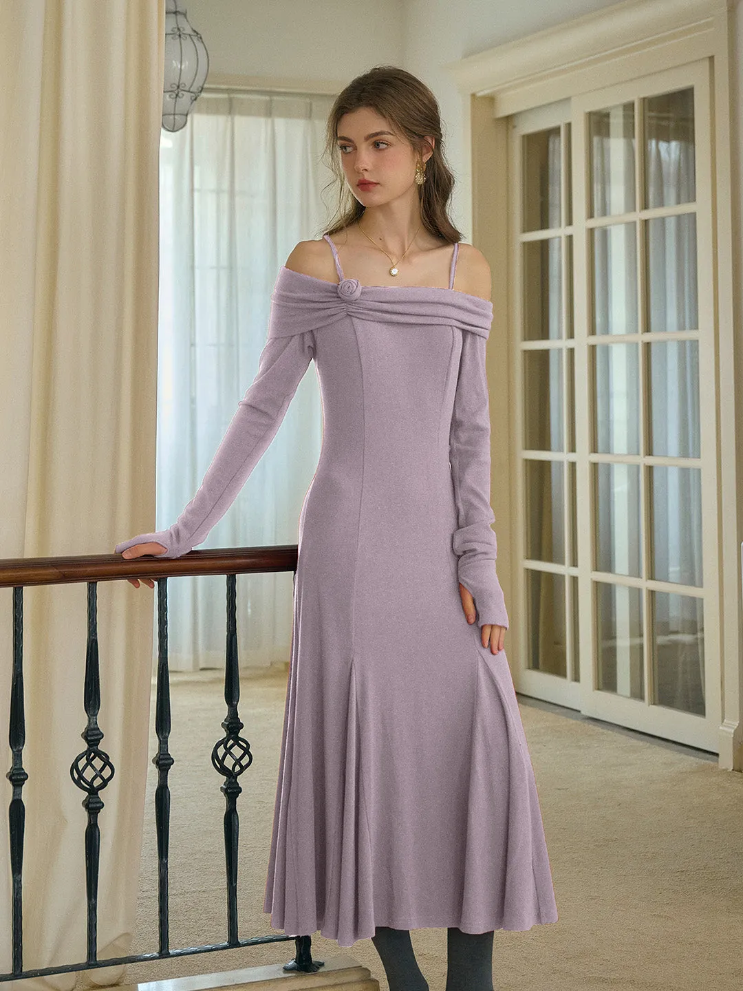 Gianna 3D Rose Dress - Green