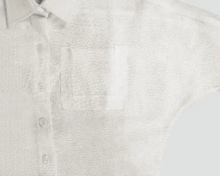 Girls White Modern Oversize Organic Cotton Raglan Sleeve Shirt With Hidden Pocket