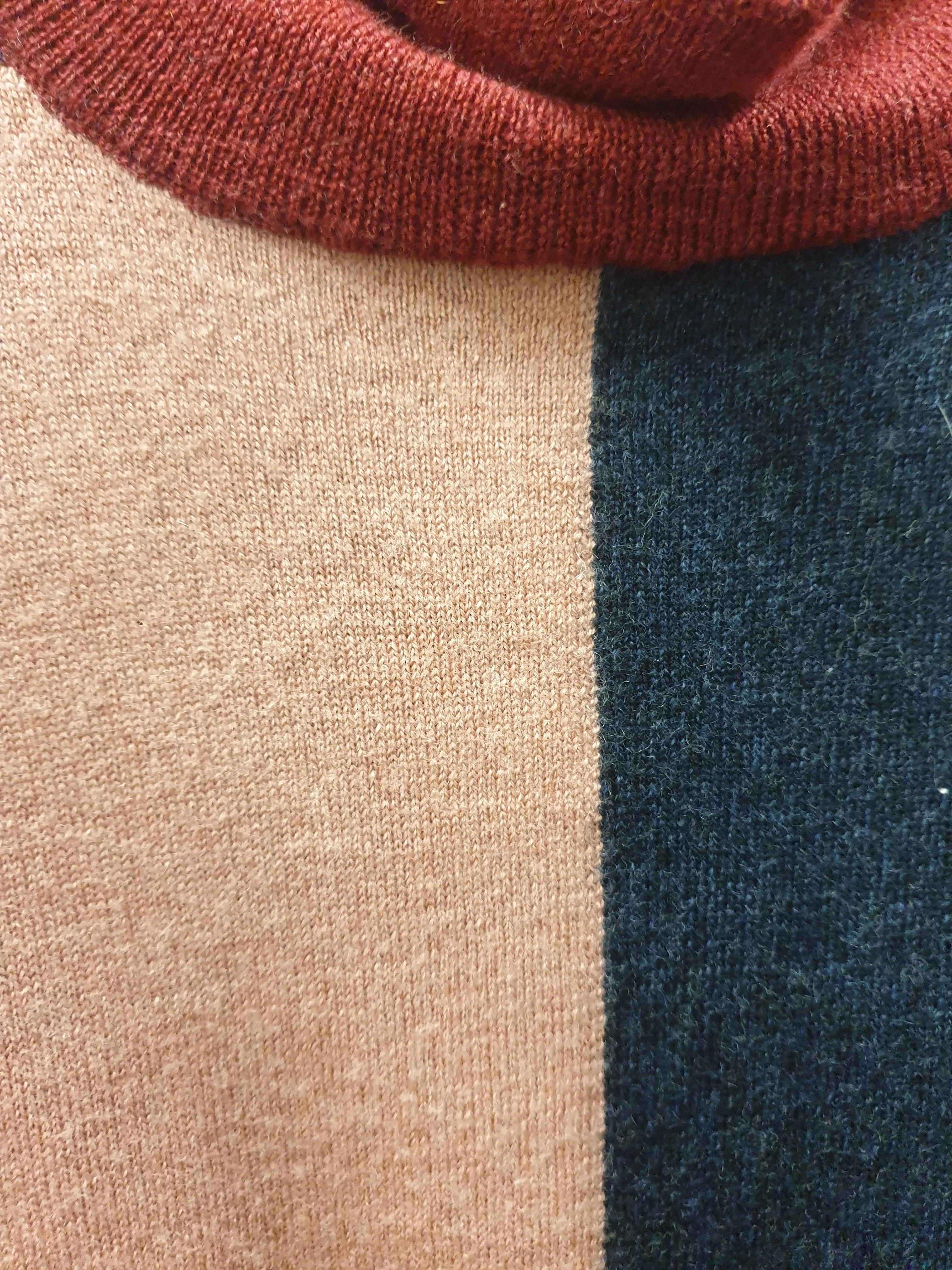 Gorman 100% merino wool pink, red and navy high neck jumper size 10